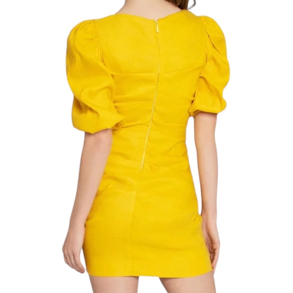 Nicole Miller Yellow Stretch Puff Sleeve Lauren Original Sample Dress XS… - Picture 2 of 15
